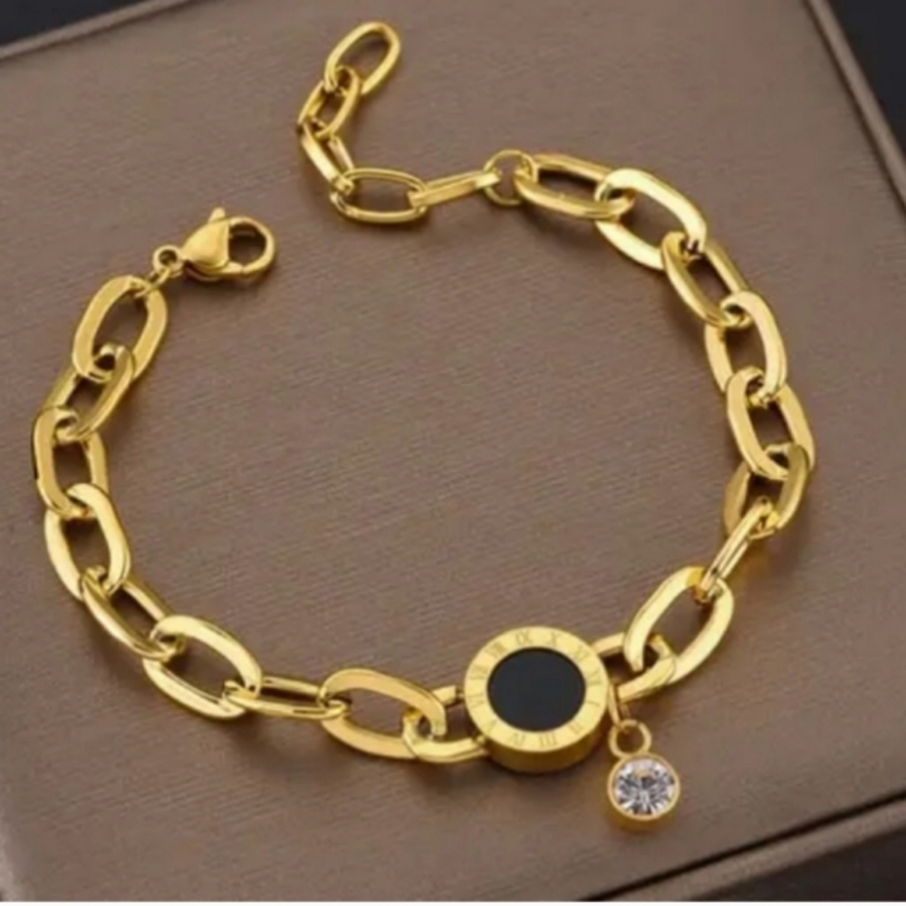 Chain Bracelet with Black Accent Gem - Picture 6 of 7